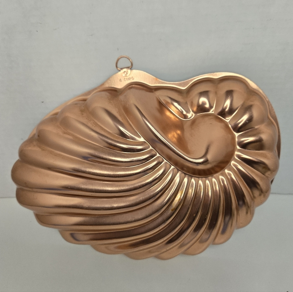 Vintage Copper Nautilus Sea Shell Shaped Baking And Jello Mold 6 Cup Capacity